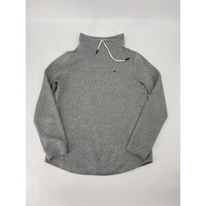 Vineyard Vines Womens XS Gray Funnel Neck Drawstring Pullover Sweater Knit Whale